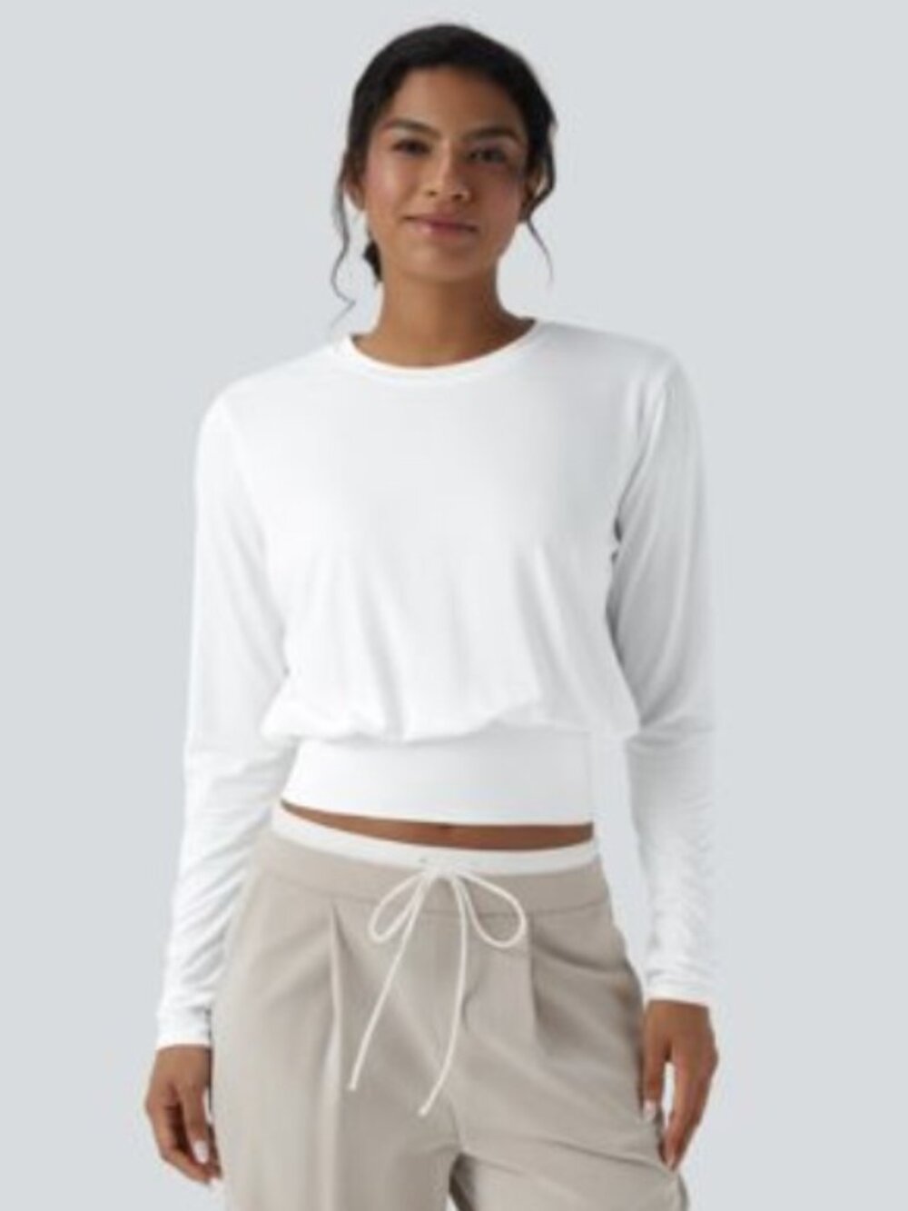 Round Neck Long Sleeve Work Top